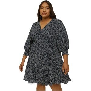 Molly & Isadora (Dia) Blue Floral Dress Size 2x Cottage Core Casual